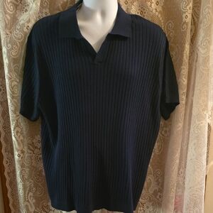 New Haggar Men's‎ XXL Navy Short Sleeve Ribbed Pullover Sweater V-neck Collar